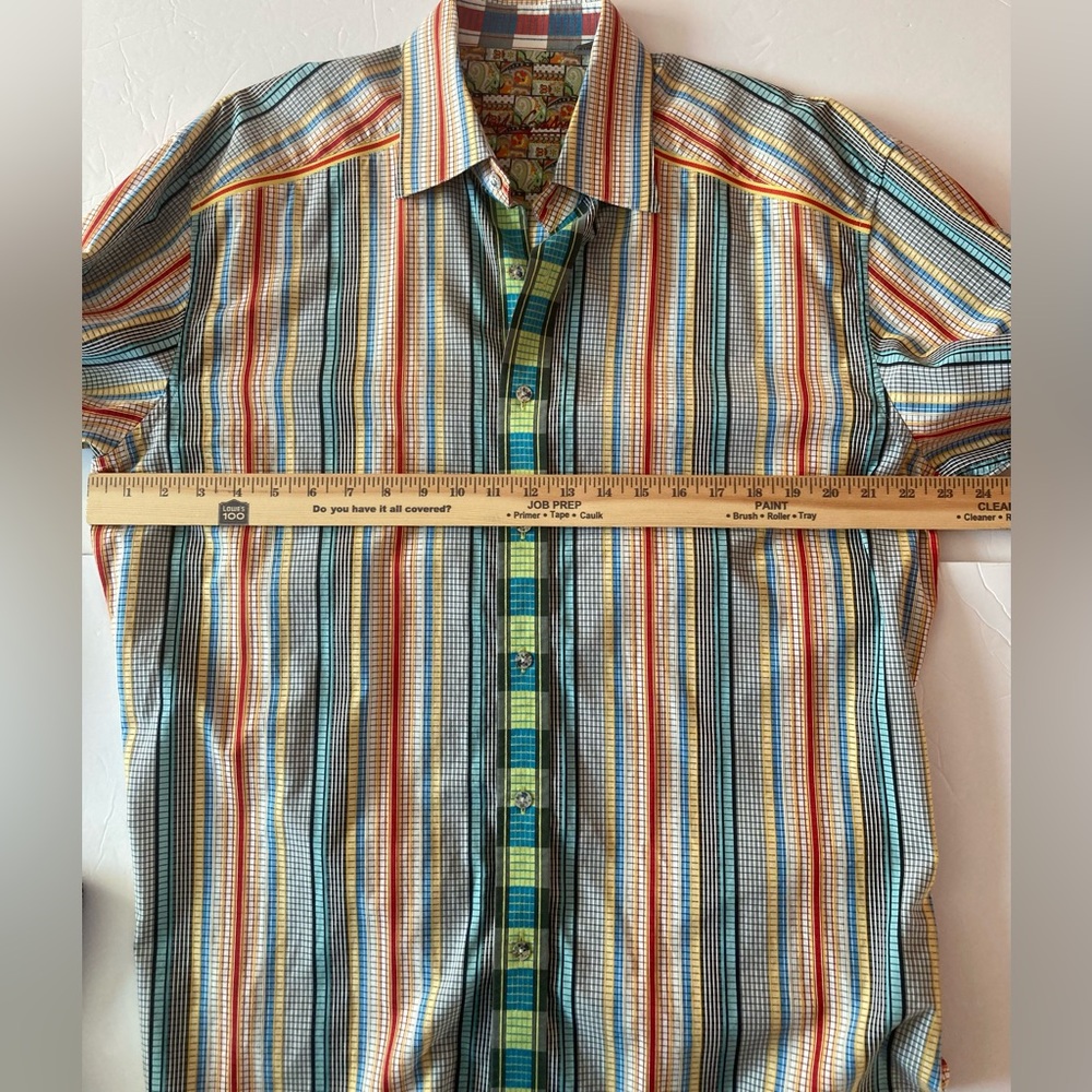 Robert Graham SZ XL Vibrant Striped Button Down Designer shirt 100%Cotton - Picture 10 of 11